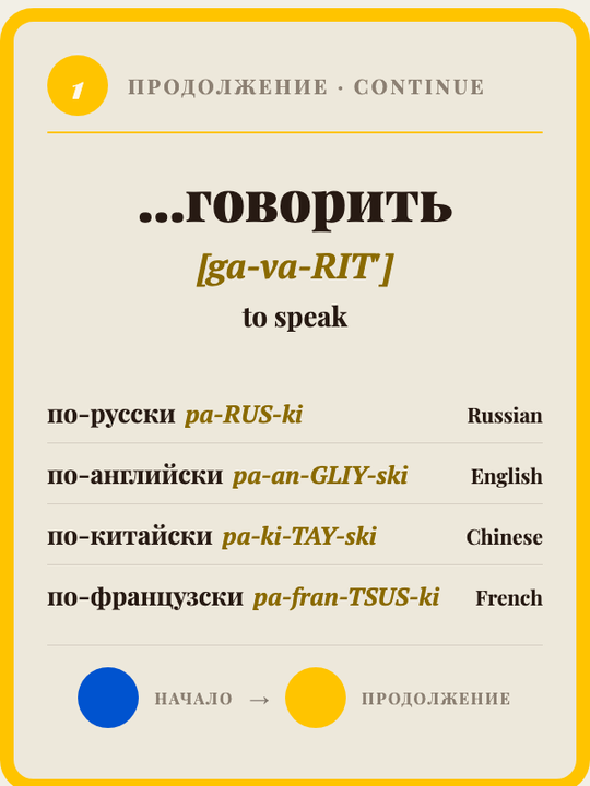Yellow verb card